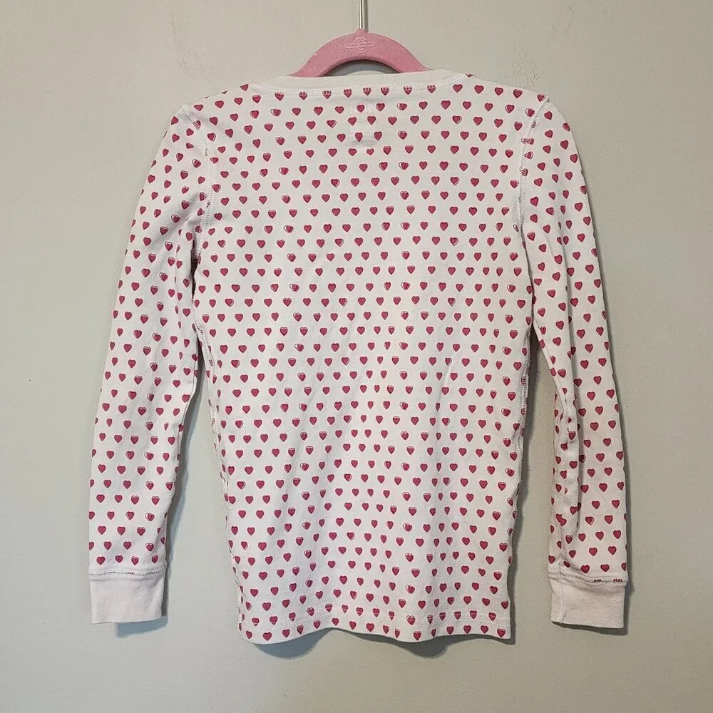 Roller Rabbit girls sz 10 Henley pajama top white with hearts